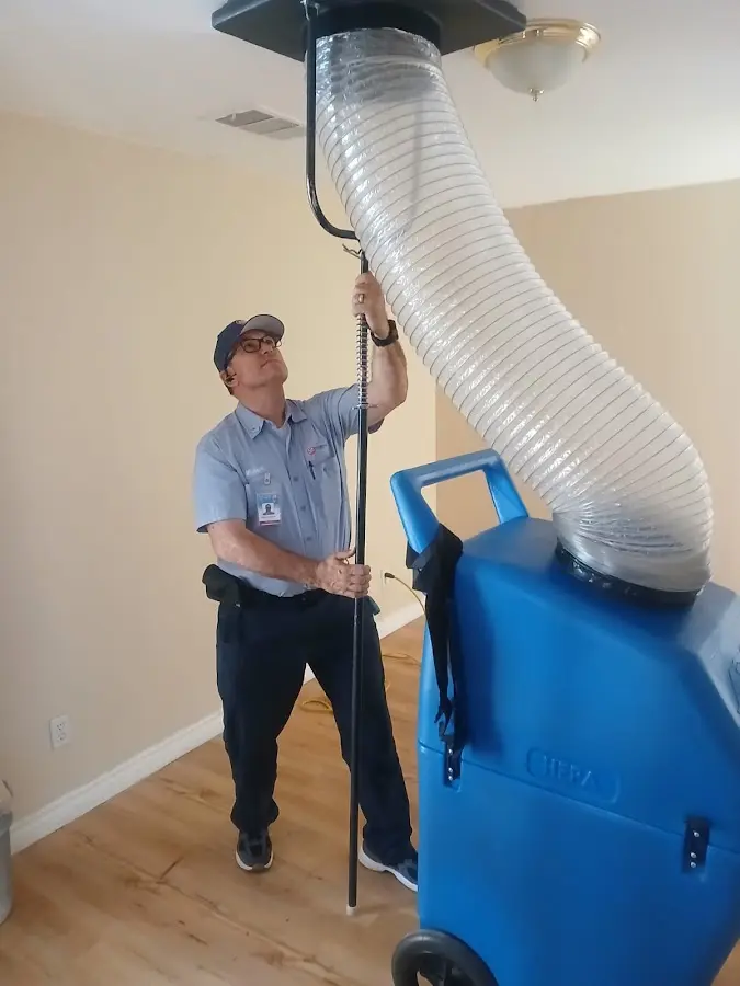 Mini Split Installation technician using HEPA equipment in Indianapolis